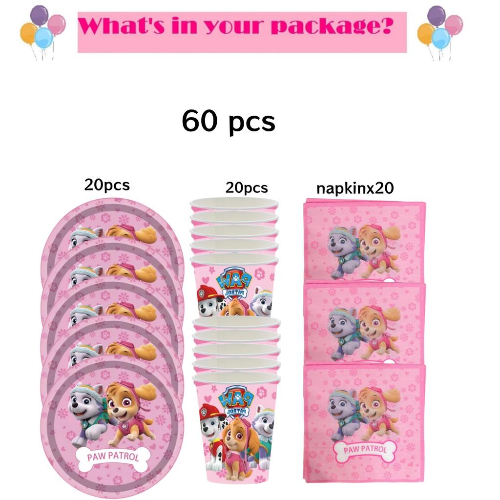 Розовая Вечеринка в честь Дня Рождения Щенячий Патруль Декор Скай Одноразовая Посуда Скатерть Тарелки Фольгированные Шары Праздник для Малыша Девичник Товары для Вечеринки