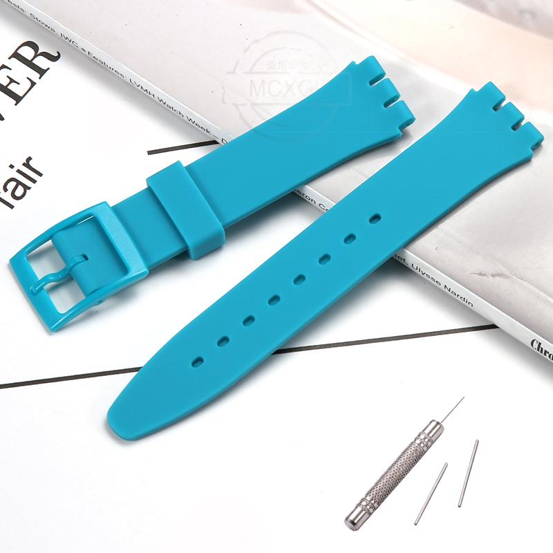 Силиконовый Ремешок Для Часов Swatch 17мм 19мм 20мм Пряжка-Штырек Водонепроницаемый Браслет Наручный Аксессуары Для Часов