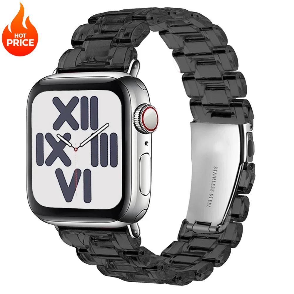 Прозрачный ремешок для Apple Watch 41-45 мм-42-46 мм-40 мм-44 мм 38 мм браслет-звенья iWatch серии 8 7 6 5 4 SE 9 10 Ultra 2 49 мм