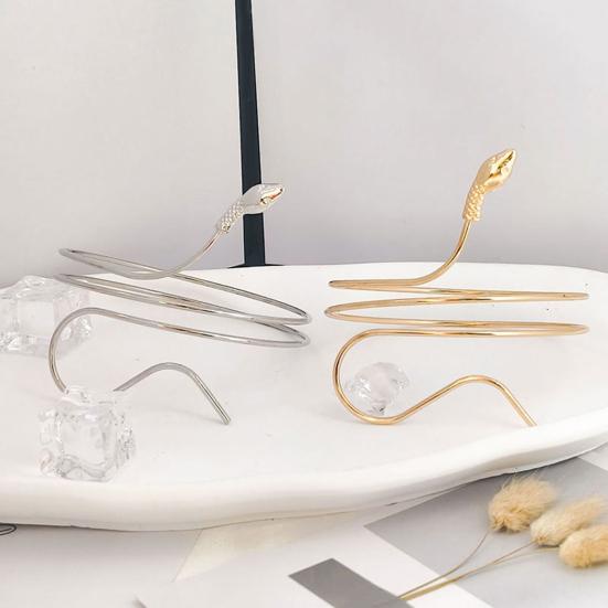 Металлический браслет на руку, спиральный браслет в виде змеи, регулируемый открытый браслет-манжета для женщин, девушек, жен, дочерей