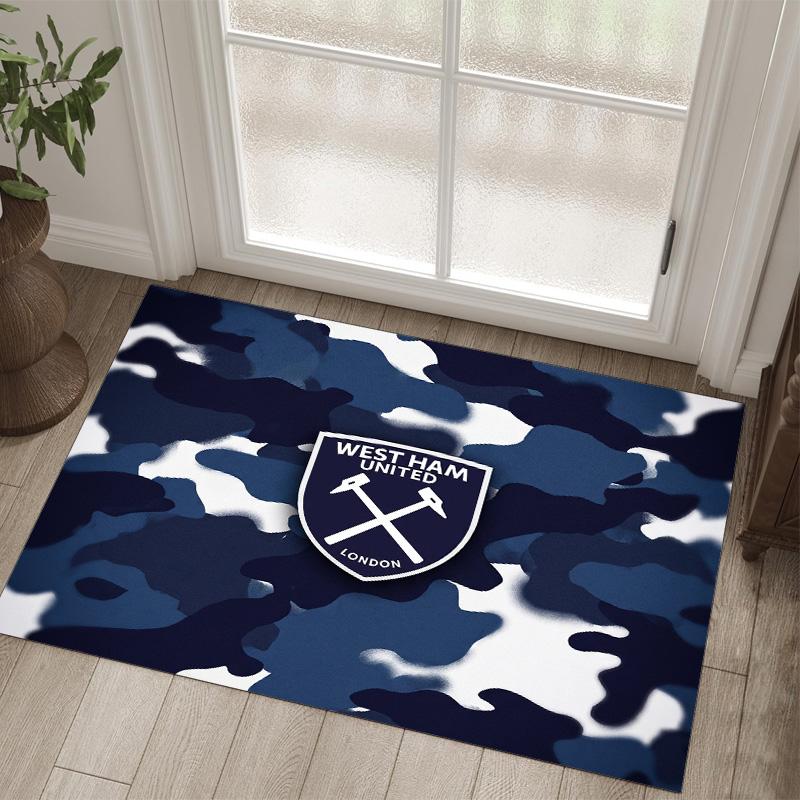 West Ham United Football Design Crystal Velvet Carpet Cozy Non?Slip Printed Rug For Bedroom Living Room Entrance