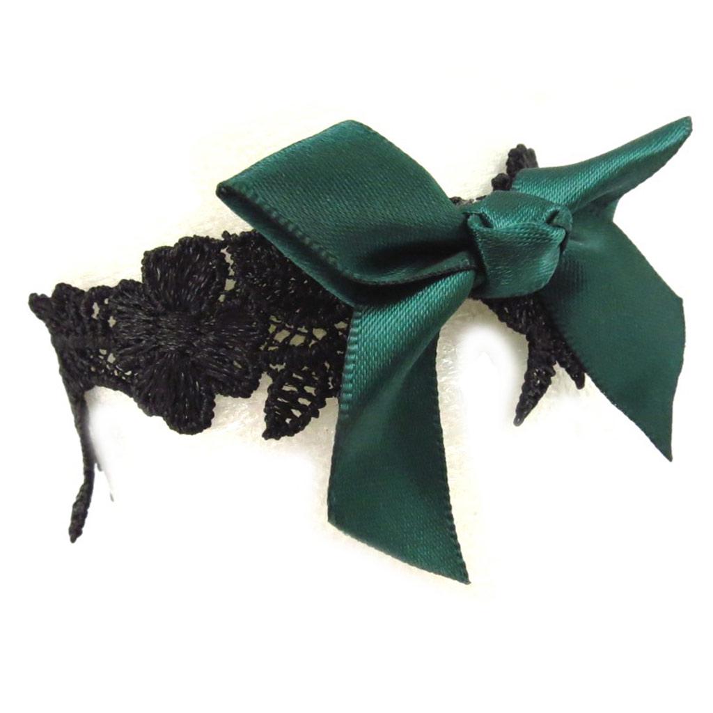 Les Trésors De Lily [K6583] - Black Green 'Courtisanes' Ankle Chain (lace)