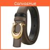 Durable Genuine Leather Belt For Women With Smooth Buckle And Letter Elements