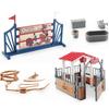 Realistic Plastic Farm Scene Decoration Set With Saddle Barn Pavilion Trough And Fence Models