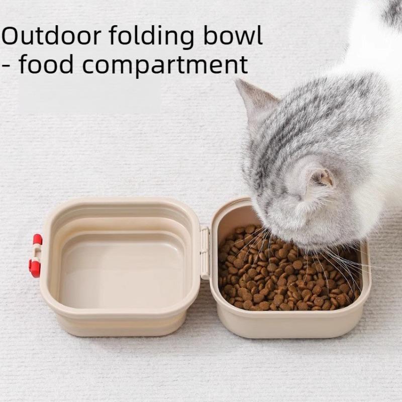 Collapsible Dog Water Bowl Portable 2-in-1 Pet Food Water Feeder with Lid Travel Dog Bowl for Outdoor Walking Camping Puppy Cat