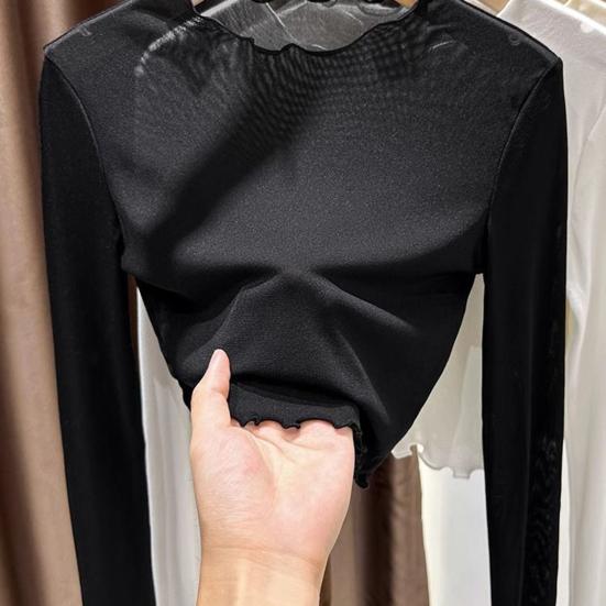 Женские летние топы с круглым вырезом и длинным рукавом, сетчатые топы с защитой от солнца, внутренние топы для повседневной носки