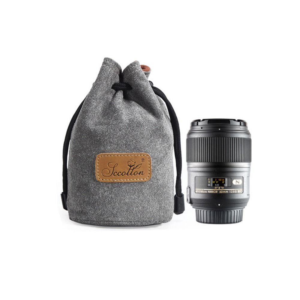 Portable Camera Storage Bag Soft Lens Protective Case Vintage Lens Pouch for Canon/Nikon Camera