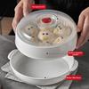 Food Grade PP Microwave Steamer Cookware with Lid & Tray, Vegetable Rice Egg Dumpling Noodle Maker for Quick Kitchen Restaurant