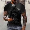 Summer Round Neck 3D Horror Skull Print Top Fashionable Casual Short Sleeved Men's T-shirts