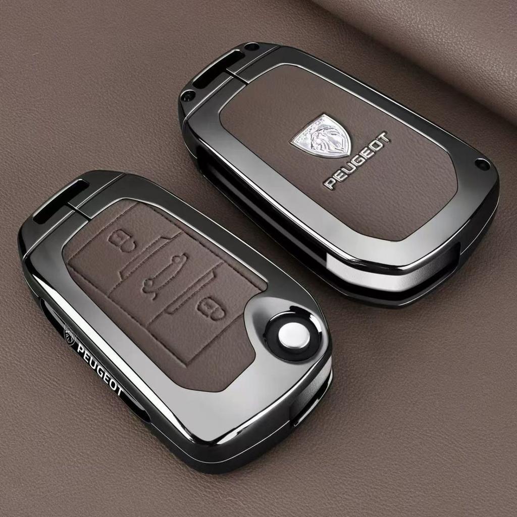 For Peugeot GTLine 407 607 208 308 408 508 608 2008 3008 4008 5008 RCZ Zinc Alloy leather Car Key Case Cover Protector Accessory