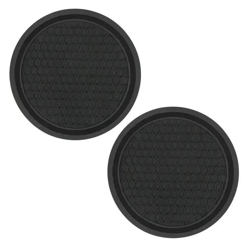 Car 2Pcs Black  Auto Cup Holder Anti Slip Insert Coasters Pads Interior Accessories Universal Fits Perfectly For Most Cups