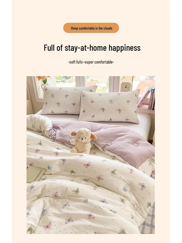 Утолщенное зимнее кружевное одеяло с помпонами – Теплый хлопок для односпального/двуспального общежития, Весна/Осень