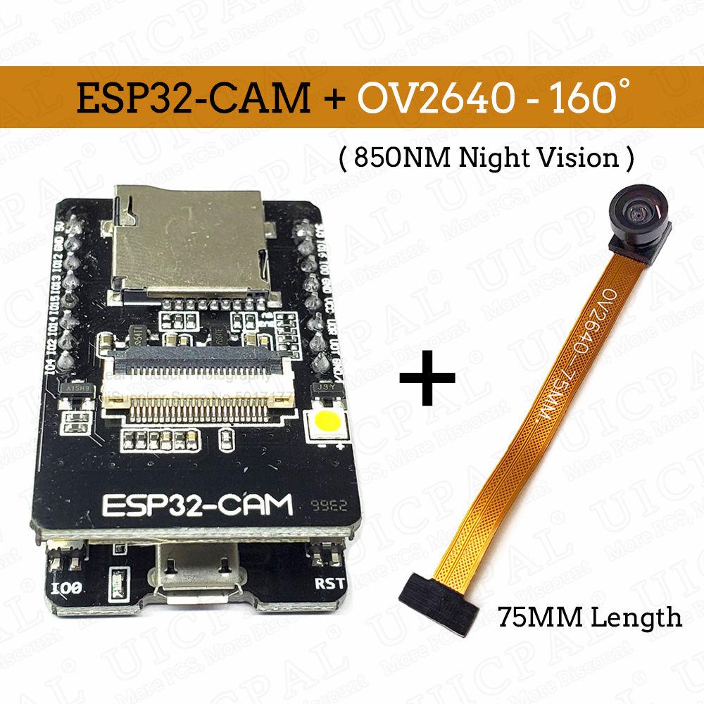 Оригинальный комплект модуля камеры ESP32 CAM 2,4 ГГц WiFi Bluetooth 8 МБ PSRAM Модуль камеры OV2640 66 120 160 градусов 850 нм Ночное видение