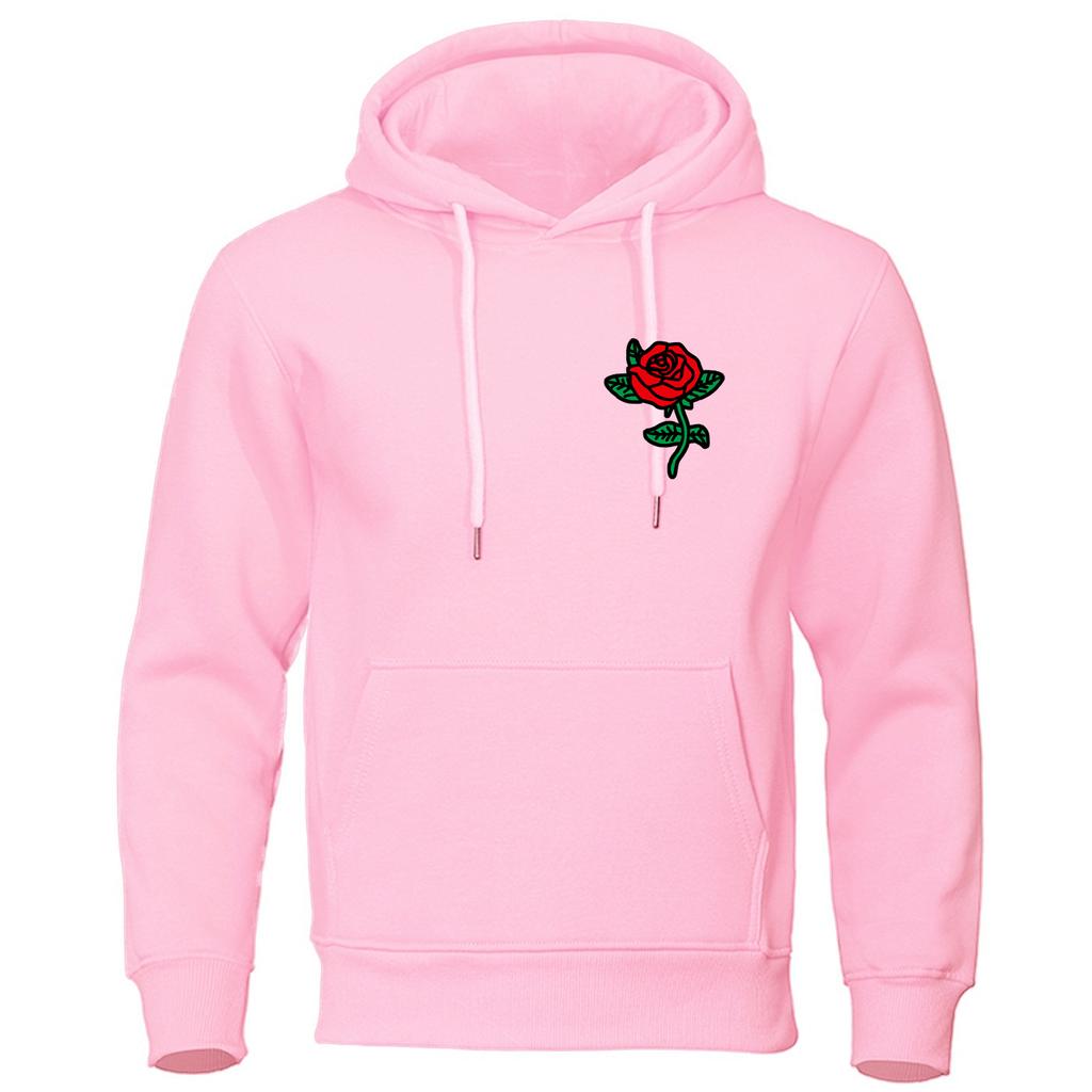 New Fashion Autumn New Fashion Hooded Rose Printed Elastic Top Pullover Casual Men's Hooded Sweatshirt Hip Hop Hoodie