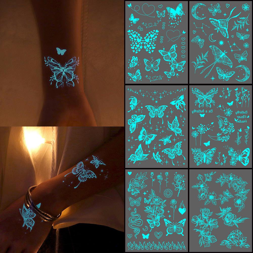 Luminous Temporary Tattoos Stickers UV Glow Fluorescent in the Dark For Body Face Tattoo Stickers Party Accessorie Props