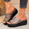 Fashion Fashion 2025 Peep Toe Women's Slippers Summer New Outdoor Casual Leopard Print Plus Size Best Seller Comfortable Wedge Slippers