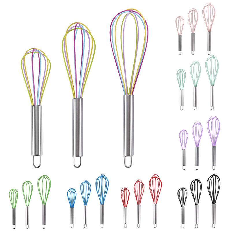 Silicone Handle Stainless Steel Egg Beater & Whisk Baking Tool