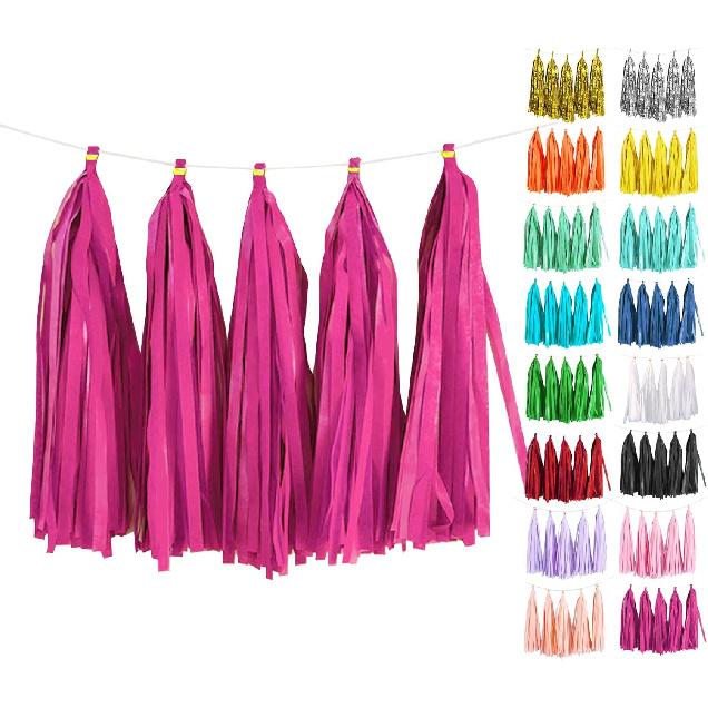 White Tassel Garland 20 Pcs, Tissue Paper Tassels Garland Banner for Party Birthday Wedding Decoration Baby Shower Table Decor