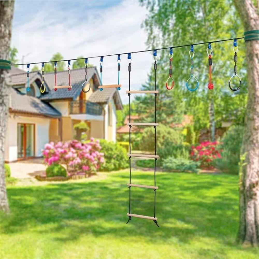 Wooden Children Climbing Rope with Platforms Swing Chair for Kids  Playground Equipment