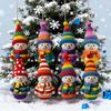Yousheng Colorful Snowman Hanging Decorations Wooden 2D Flat Snowman Ornaments Christmas Tree Decorations for Festive Holiday Gift Box Wreath Garland