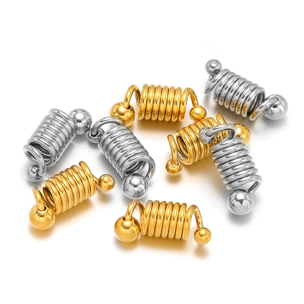 5pcs Gold Stainless Steel Chic Coil Thread Spring Charms Connectors for DIY Necklace Jewelry Making Bracelets Supplies Bulk