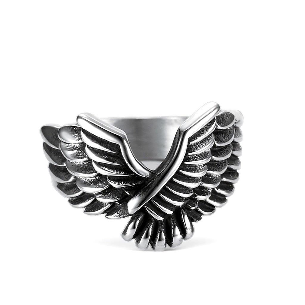 Новое, уличное, личностное, ретро кольцо с летящим орлом для мужчин, кольцо из нержавеющей стали с перьями крыльев