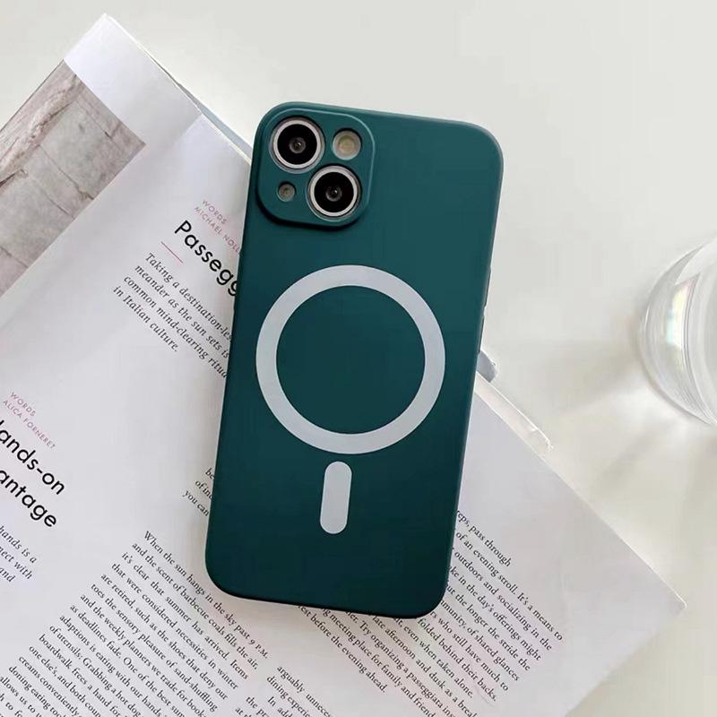 Применимо к Apple 14promax Беспроводной Магнитный Чехол для Мобильного Телефона Magsafe Жидкий Силикон Iphone15 Защитный Чехол 3