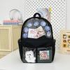 Student Simple Backpack With Transparent Compartments And Pendant Badges