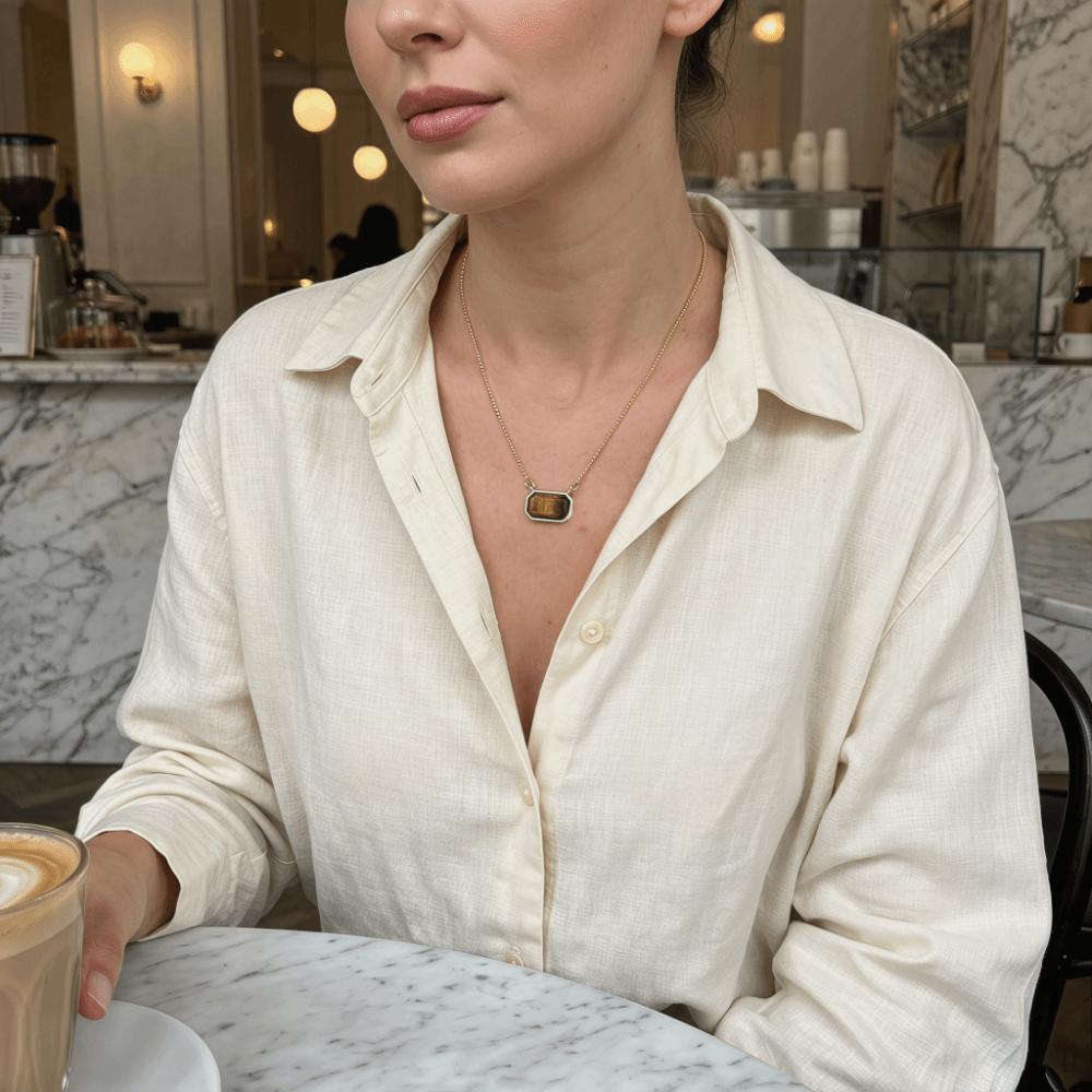 Natural Stone Semi Stone Choker Handmade Square Pendant Fashion Raw Gemstone Necklace Yoga