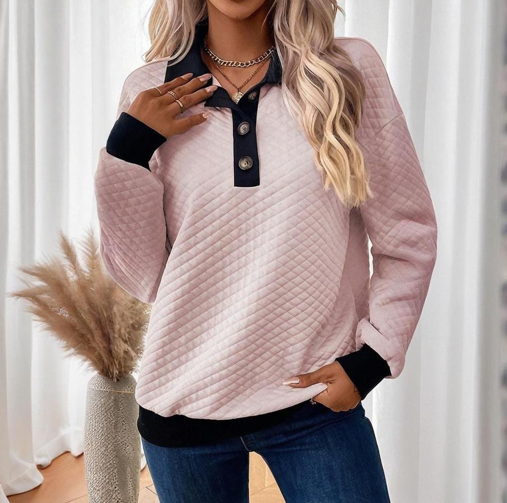 Женская модная цветная кофта-свитшот с пуговицами и лацканами