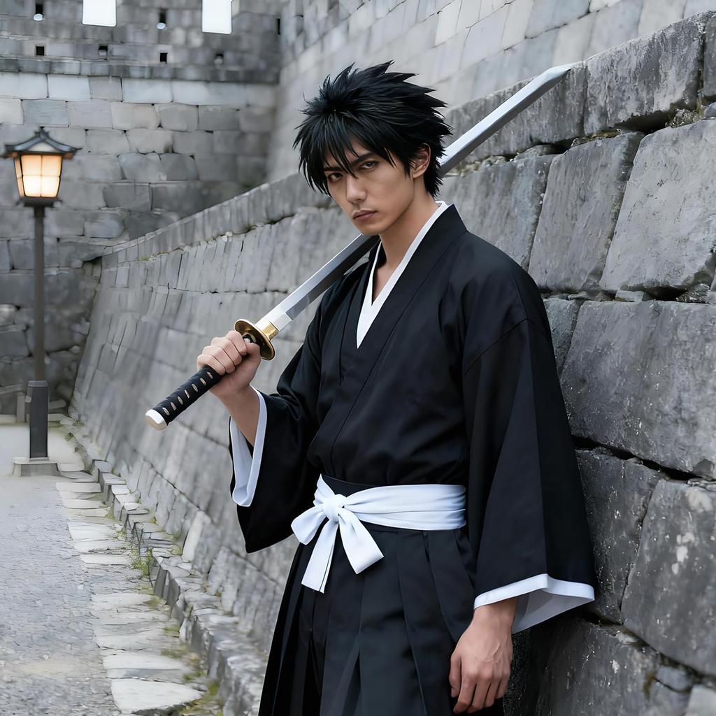 TUAHOUS BLEACH Kuchiki Rukia Cosplay Costume, Kendo Outfit, Halloween, School Festival, Event, Disguise (Size M)