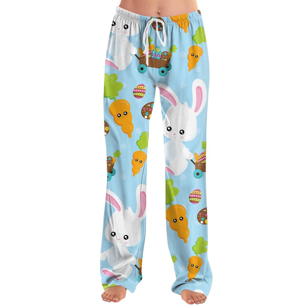 Женские модные свободные повседневные брюки с пасхальным принтом