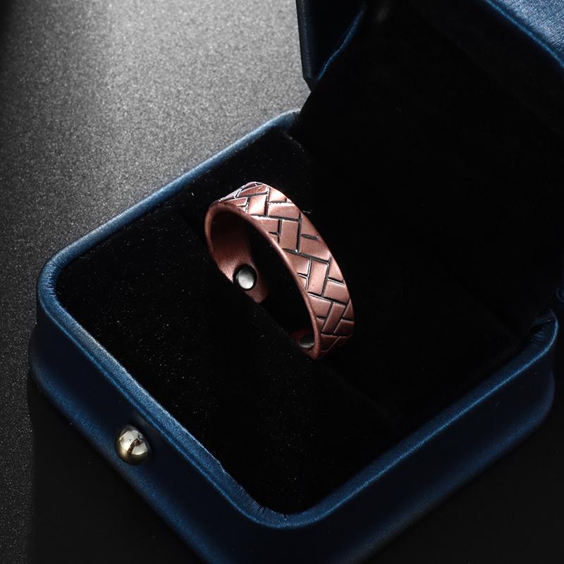 Модное квадратное кирпичное полосатое медное кольцо для мужчин и женщин, энергетическое магнитное терапевтическое открытое кольцо для исцеления сна, потери веса, ювелирные изделия