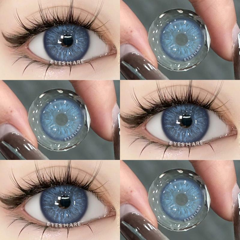 2Pcs Natural Green Colored Contacts Blue Lenses Korean Brown Eye Contacts Yearly Lens Makeup Gray Pupils Use for Eye