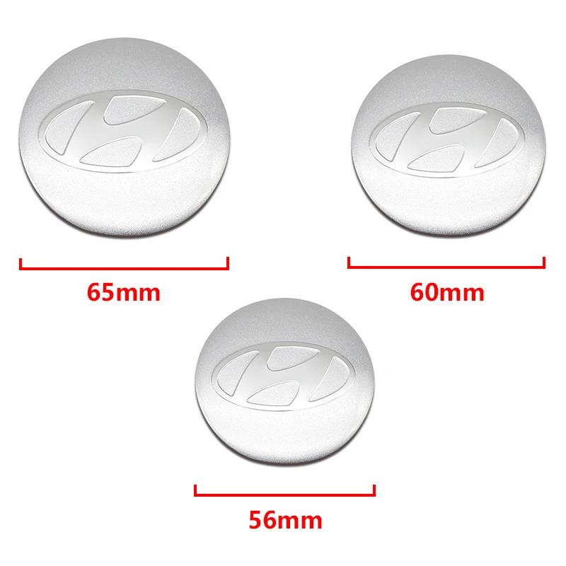 Логотип Hyundai 56 мм 60 мм 65 мм Наклейки на центральные колпачки ступицы колеса автомобиля Алюминиевая наклейка для Tucson Accent Elantra Santa Sonata I20 I30 ix25