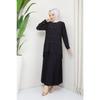 Women's Black Sandy Front Stone Embroidered Blouse Skirt Pleated Double Hijab Skirt Set
