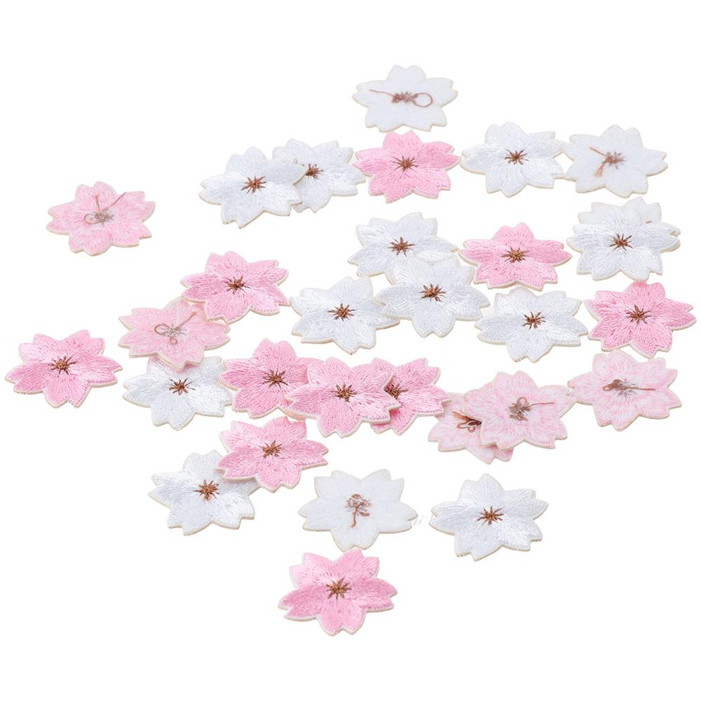 30pcs 2.5*2.3cm Colorful  Sakura Embroidered Patches  Hats