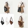 Women Chic Unconventional Single Strap Shoulder Bag Soft PU Leather Asymmetrical Crossbody Purse for Versatile Carrying  White