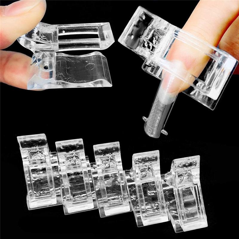 Прозрачный пластиковый зажим для типсов для быстрого наращивания и удлинения УФ-гелем - Инструмент для DIY маникюра