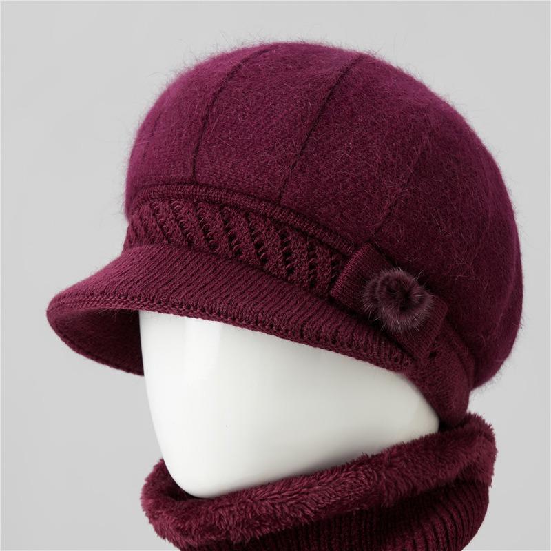 Женские шляпы осенне-зимние шерстяные шапки теплые шапки с утиным язычком для пожилых бабушек хлопковые шапки для пожилых матерей среднего возраста