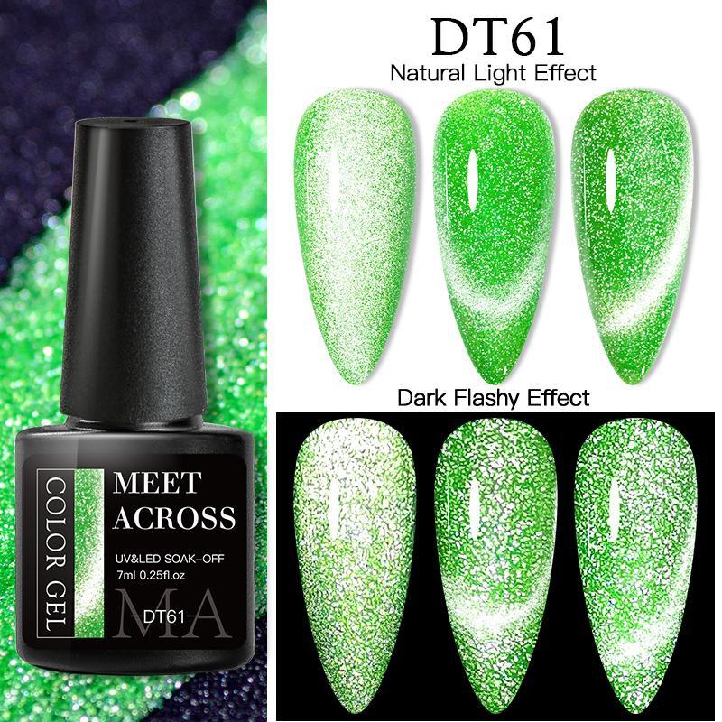 MEET ACROSS 7 мл магнитный гель-лак для ногтей «кошачий глаз» полуперманентный динамический блестящий светоотражающий гель для ногтей замачиваемый УФ-гель лак для дизайна ногтей