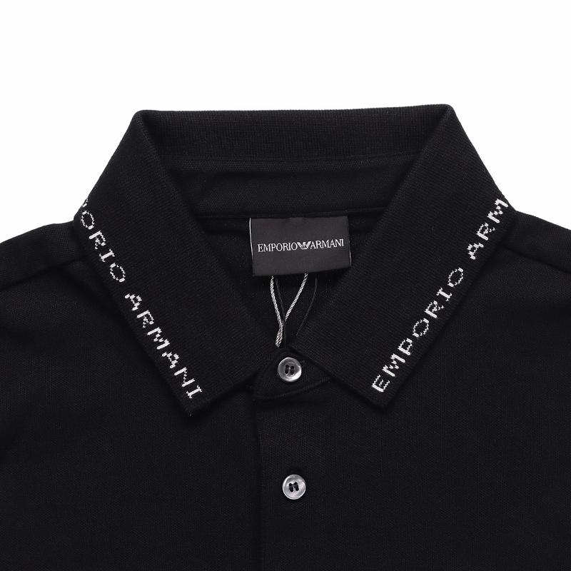 Emporio Armani Однотонная футболка-поло с логотипом и воротником, повседневная, с коротким рукавом, мужские топы, Черный 3H1FL9-1JPTZ-F980