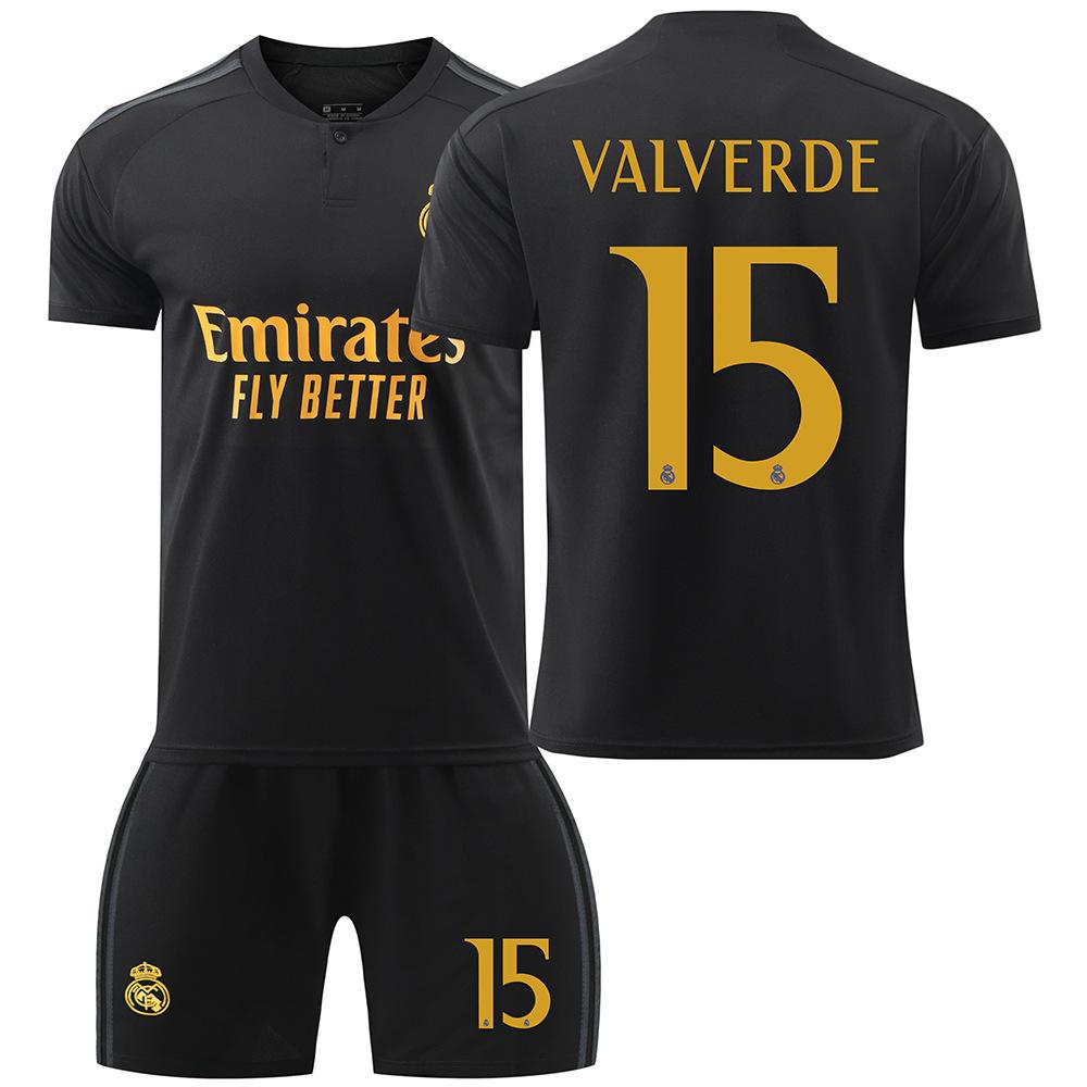 Второй гостевой костюм Реал Мадрид Черный Винисиус Куртуа Беллингем Футбольный костюм