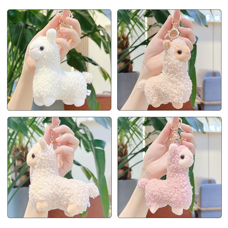 Cartoon Cute Alpaca Plush Pendant Creative Kawaii Doll Keychain Student Backpack Decoration Accessories Birthday Gifts