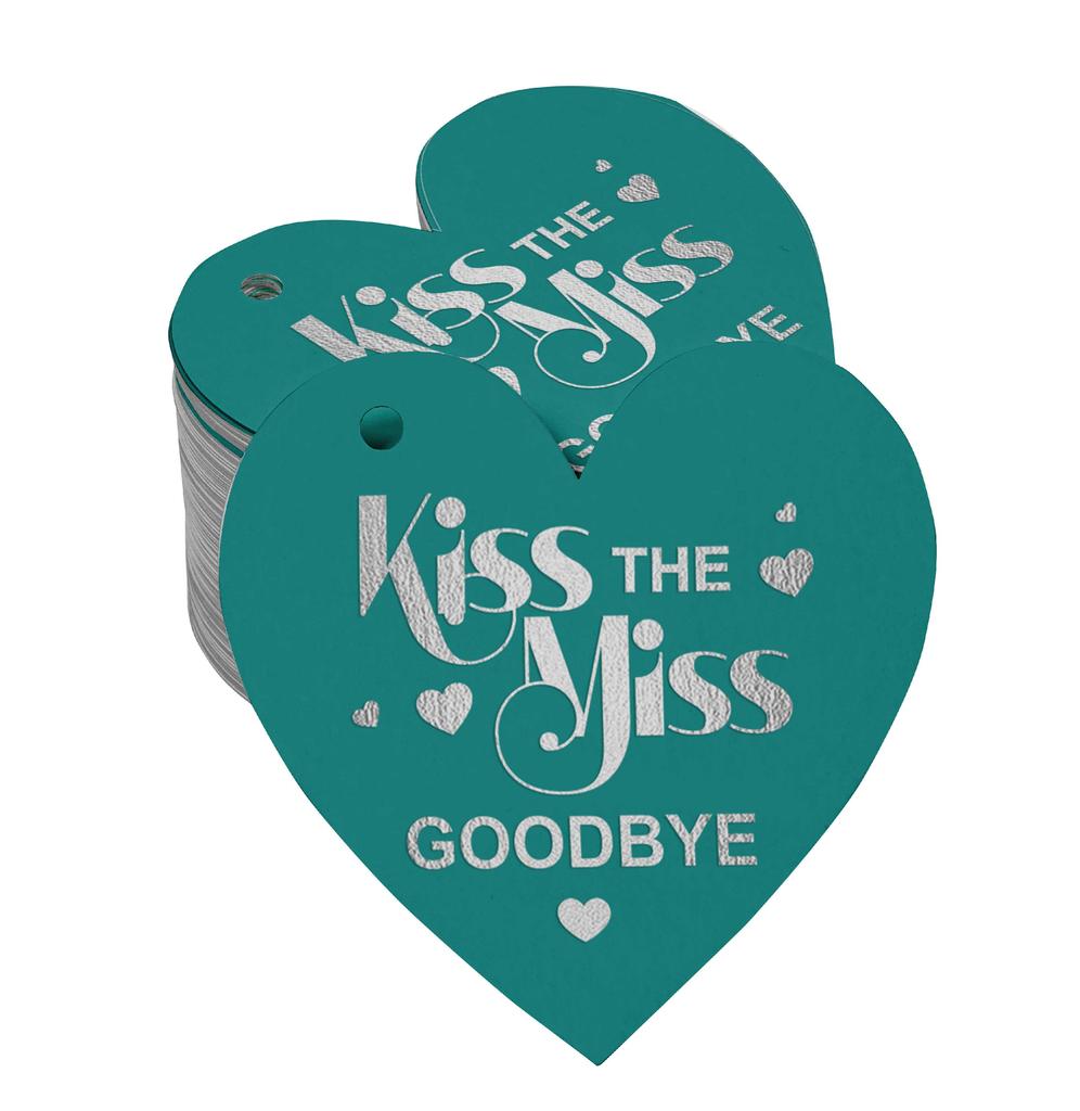 Inkdotpot 100 шт. в упаковке. Бирка из настоящей серебряной фольги с поцелуем «Мисс на прощание» на девичник.