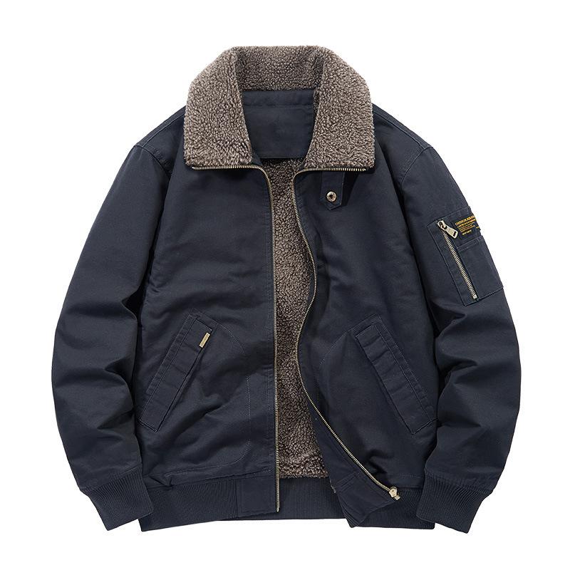 Winter Lapel Jacket Fleece Thickened Tooling Cotton-padded Jacket Casual Large Size Cold-proof Warm Jacket