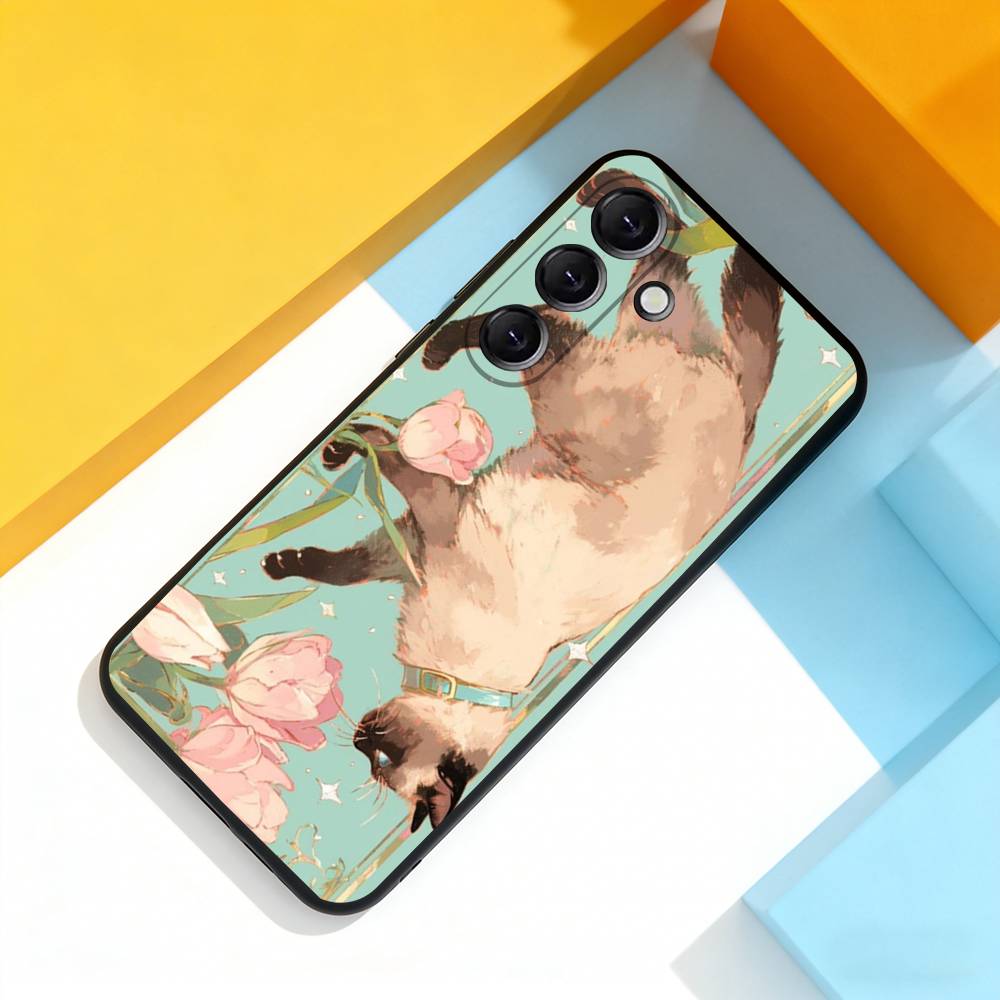 Забавные сиамские кошки Милые Для Samsung Galaxy A 22,71,53,52,51,72,73,5G,Note,J7,8,9 Чехол для телефона Мягкая черная крышка