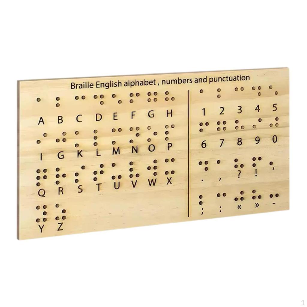 Wood Braille Alphabet and Numbers Board Chart Books Practice Educational Tool Teaching Aid