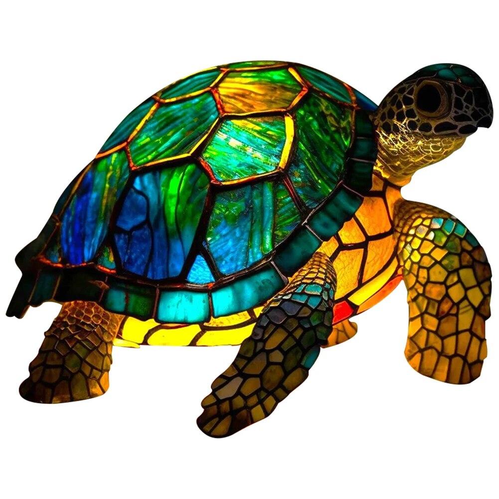 Настольная лампа с животными серии Лев Дельфин Волк Витражи Прикроватный светильник Сова Лошадь Петух Слон для гостиной Спальня Офис