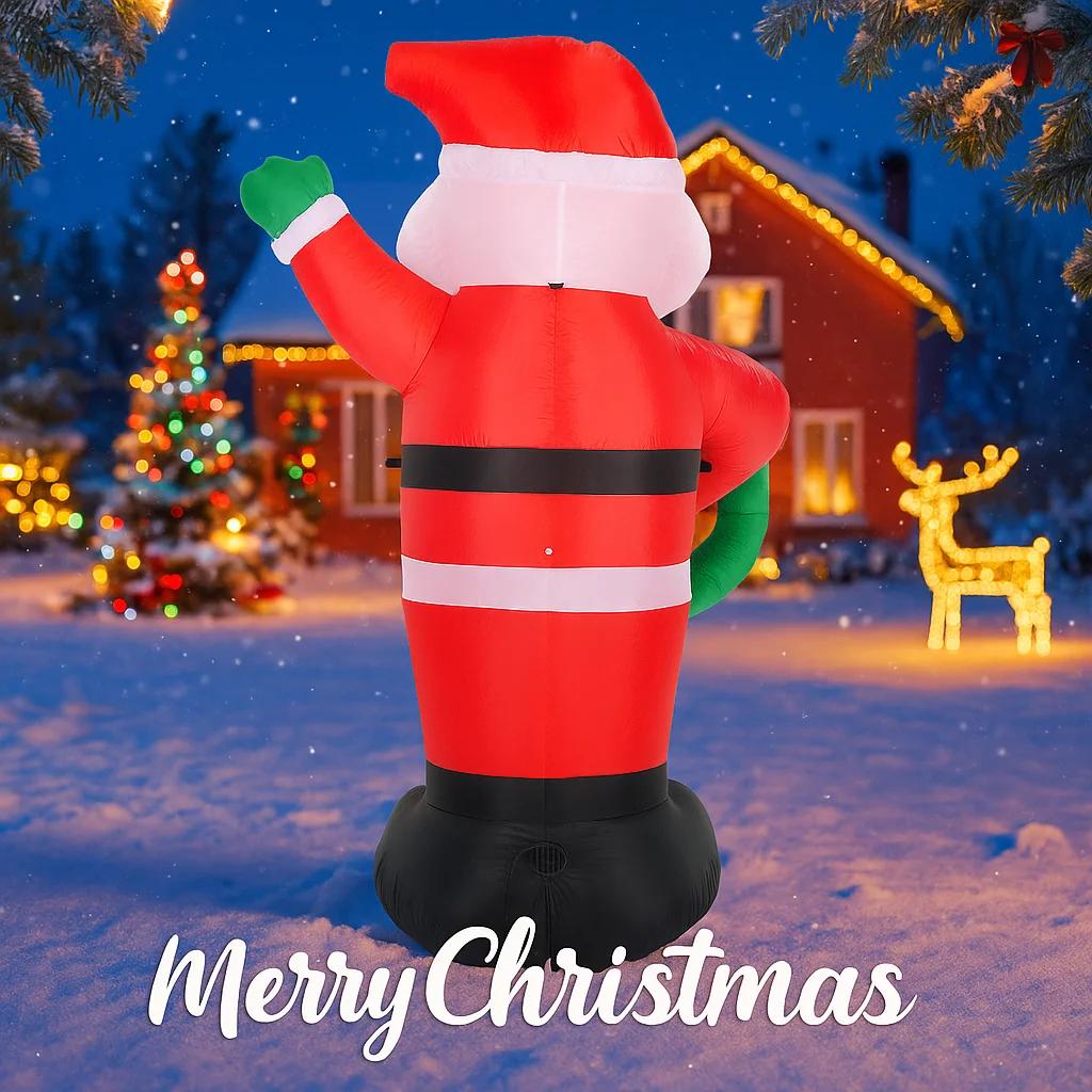 5.91FT LED Light Inflatable Santa Claus Wreath Toy Xmas Yard Party Decoration Home Ornament Supplie Christmas Holiday Gift